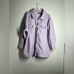 girls art class purple lavender Shacket Sherpa button up Shirt jacket 1X